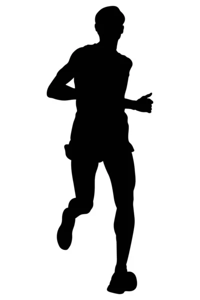 Dinâmica Corrida Maratona Homem Atleta Corredor — Vetor de Stock