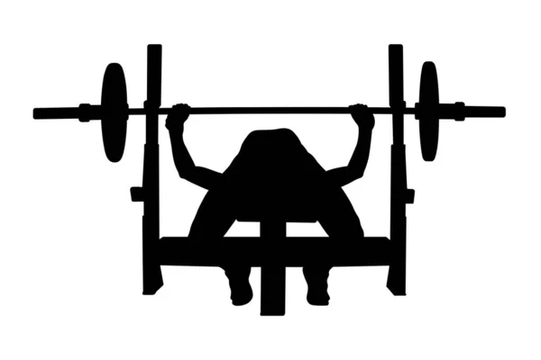 Female Athlete Powerlifter Bench Press Black Silhouette — Stock Vector