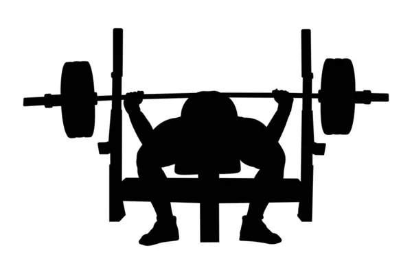 Athlete Powerlifter Bench Press Black Silhouette — Stock Vector