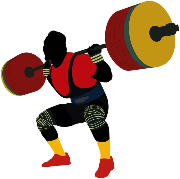 Αρσενικό Αθλητή Powerlifter Κατάληψη Χρωματιστό Σιλουέτα — Διανυσματικό Αρχείο