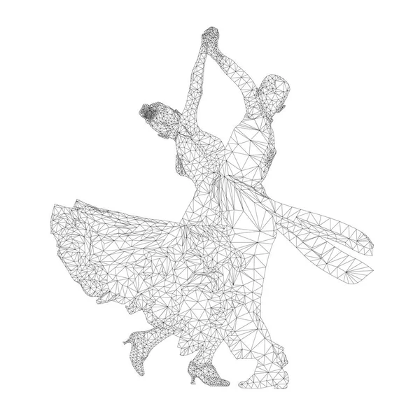 Dançarino Casal Dançando Saia Vestido Baile Coroa Casaco Rodopiando Uma — Vetor de Stock