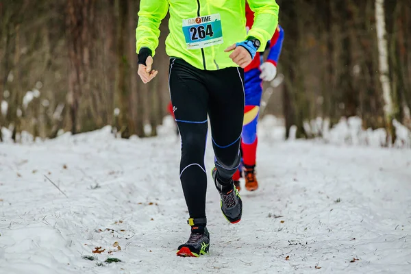 Ekaterinburg Russia November Male Runner Run Winter Trail Race Leggings — Stock Photo, Image