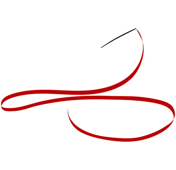 体操赤リボンアウトライン白背景ベクトルイラスト — ストックベクタ