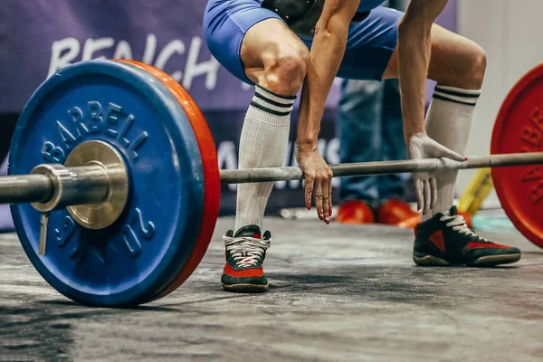 Atleta Donna Powerlifter Stacco Nella Competizione Powerlifting Giochi Sport Potenza — Foto Stock