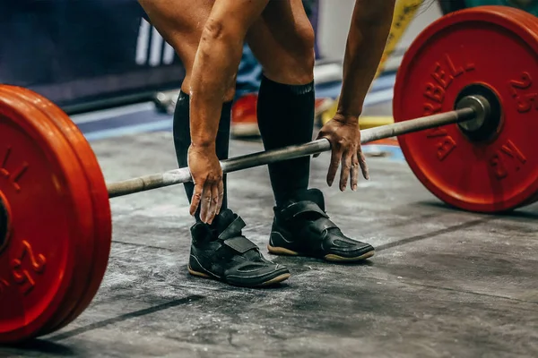 Female Athlete Powerlifter Exercise Deadlift Powerlifting Competition Power Sports Games — Stock Photo, Image