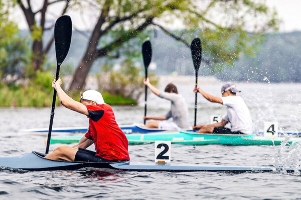 kayaking championship race male athlete kayaker on kayak single, sports summer games