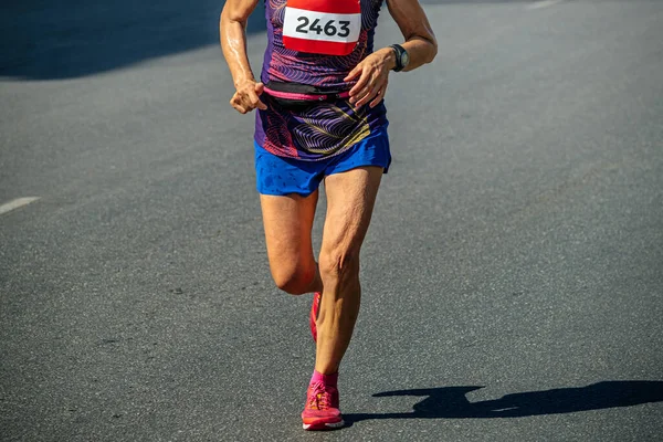 Anciana Corredor Atleta Corriendo Carrera Maratón Maestros Mundiales Atletismo — Foto de Stock