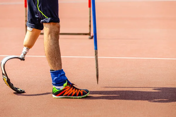 Leg Prosthesis Male Athlete Spear Athletics Championships Summer Para Sports — Stock Photo, Image
