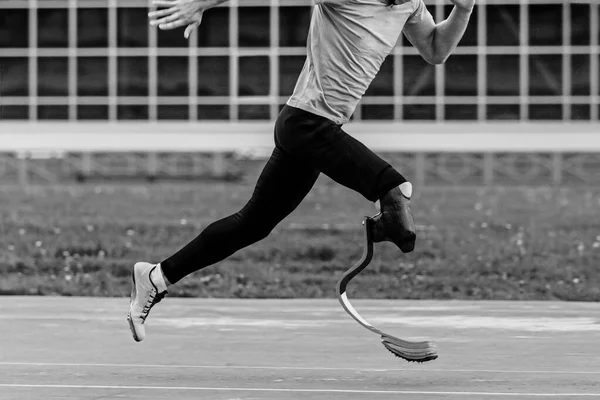 Para Athlete Running Sprint Race Athletics Competition Black White Photo — Stock Photo, Image