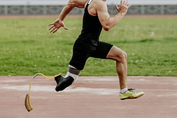 Zbliżenia Sportowiec Niepełnosprawność Bieganie Sprint Wyścigu Zawodach Lekkoatletycznych Sportowe Letnie — Zdjęcie stockowe