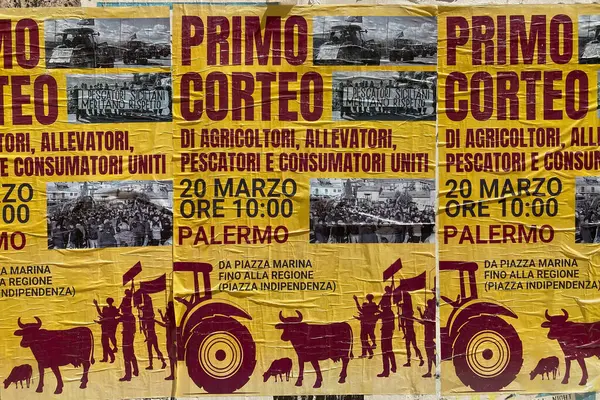 Italia Palermo Aprile 2024 Manifesti Sulla Wall House Una Manifestazione — Foto Stock