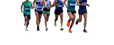 group athletes running marathon race isolated on  white background clipart