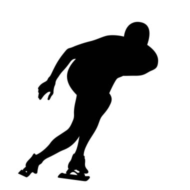 Hız pateni yarışmasında siluet atleti, siyah hatlı gerçek kişi.