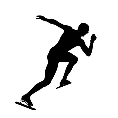 sürat pateni yarışmasında sporcuya başla, siyah siluet