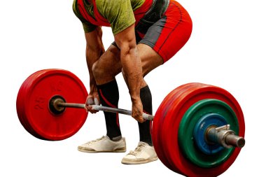 Beyaz arka planda izole edilmiş kaldırma yarışmasında Deadlift Hindistan atleti performansı sergilemek