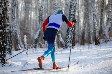 Birch Ormanı 'nda kayakçı kayak yarışında