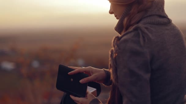 Close Young Christian Woman Reading Bible Praying Putting Her Hand — Video