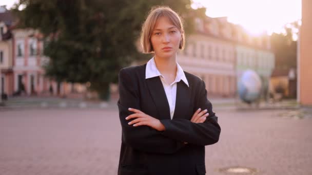 Confident Proud Young Businesswoman Professional Leader Corporate Manager Business Woman — Stock Video