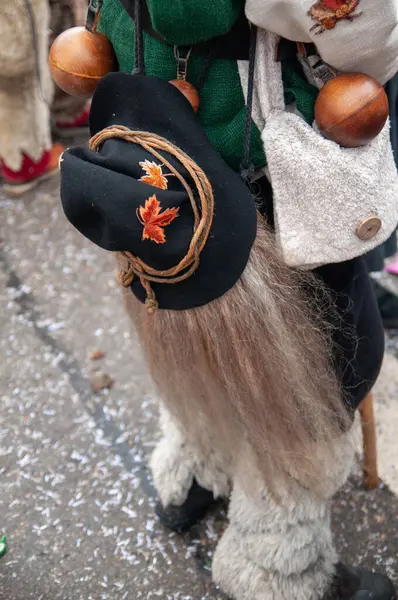Hohenstadt - February 17, 2023: Participant of a parade with mask at the traditional carnival parade in Hohenstadt, Germany.