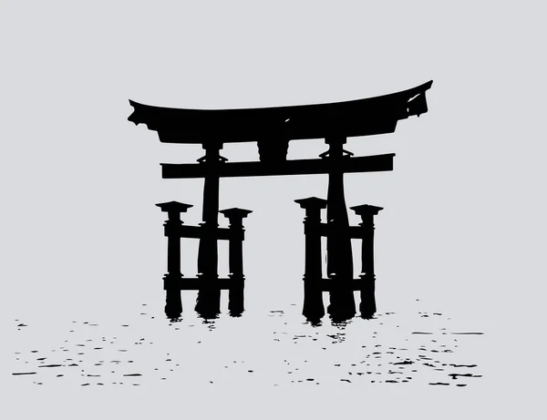 Illustratie Tempel Deur Torii — Stockfoto