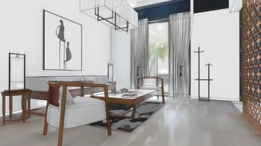 Su rengi, iç tasarım. ev