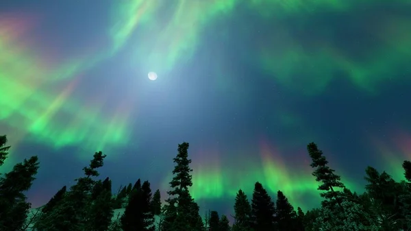 Norrsken Natt Och Färghimmel — Stockfoto