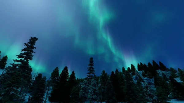 Északi Fények Éjszakai Színes Égbolt — Stock Fotó