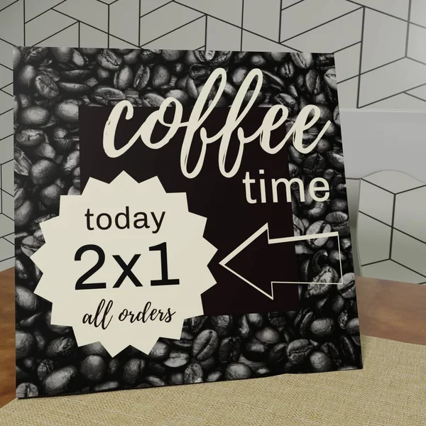 coffee poster mock up, 2x1 promotion.