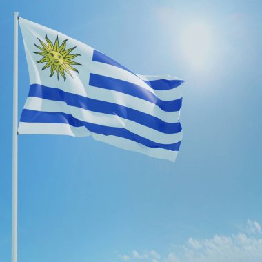 Mavi gökyüzü arkaplanlı ülke bayrakları