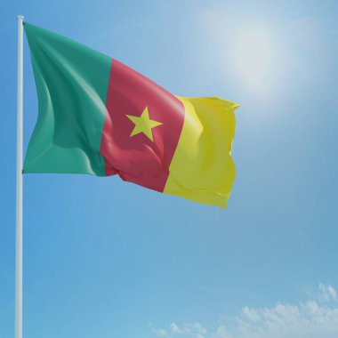 Mavi gökyüzü arka planında dünyanın bayrakları