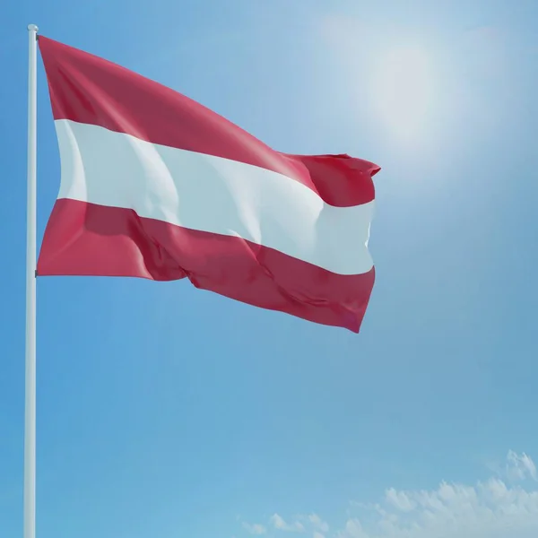 Mavi gökyüzü arka planında dünyanın bayrakları