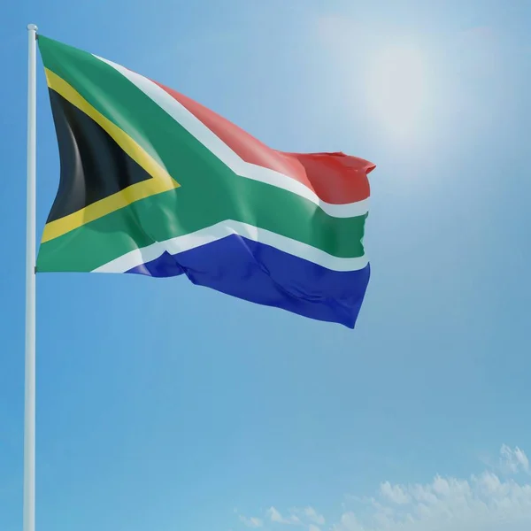 Mavi gökyüzü arka planında dünyanın bayrakları