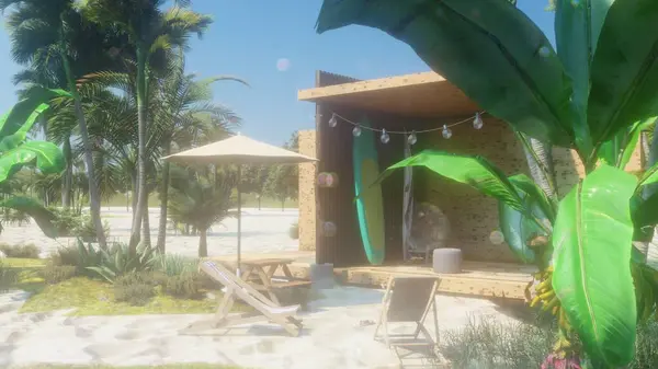 Zaman da verano playa, hojas y sol