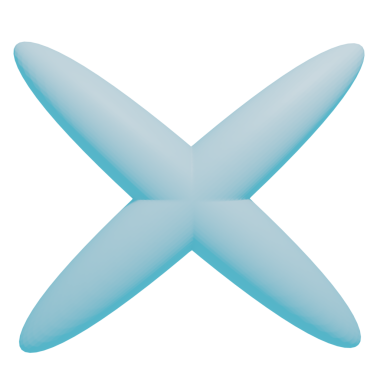 Küçük mavi ve beyaz kağıttan yapılmış X harfi beyaz arkaplanda izole edilmiş..