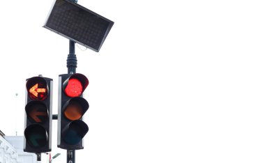 Red light, traffic light is red. stop sign. symbol of city intersection traffic signs in the Yogyakarta area.