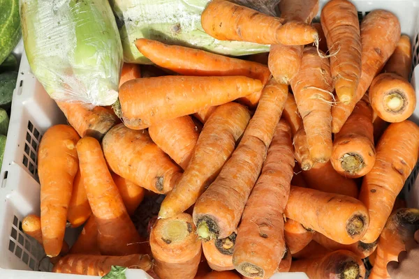 close up fresh carrots on the market. carrot vegetable. fresh vegetables in a basket. healthy vegetables. with the concept of vegetables sold in traditional markets.