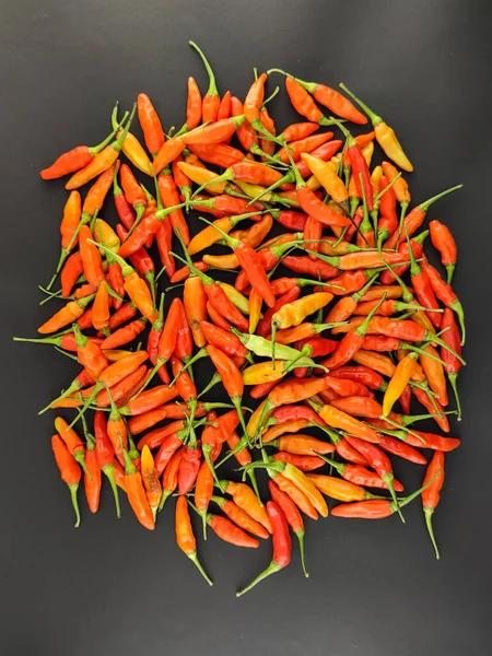 Cayenne pepper. red chili pepper. Capsicum genus. colorful chilies. flavor enhancer. staple food. very spicy and isolated concept. view from above.