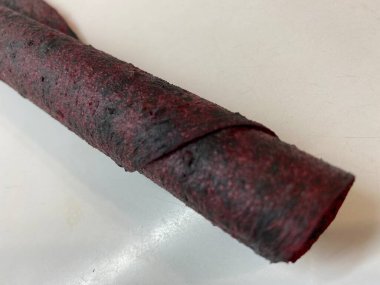 Fruit pastille from fresh fruit strawberries apples pumpkin currants with nuts dietary food.