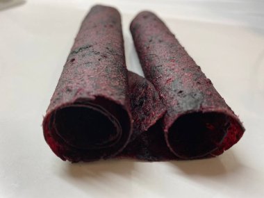 Fruit pastille from fresh fruit strawberries apples pumpkin currants with nuts dietary food.