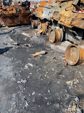 Spring Bucha Kiev region of destruction of houses and equipment after Russia's invasion of the territory of Ukraine