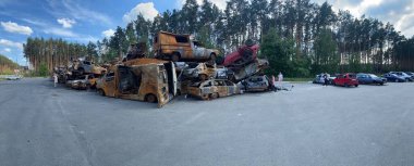 Spring Bucha Kiev region of destruction of houses and equipment after Russia's invasion of the territory of Ukraine