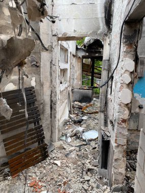 Bucha Kiev region Ukraine damage to equipment buildings as a result of Russia's aggression in Ukraine in the spring of 2022 war and destruction