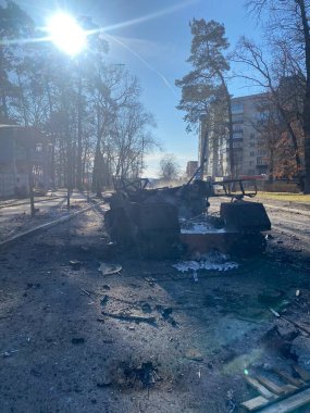 Bucha Kiev region Ukraine damage to equipment buildings as a result of Russia's aggression in Ukraine in the spring of 2022 war and destruction