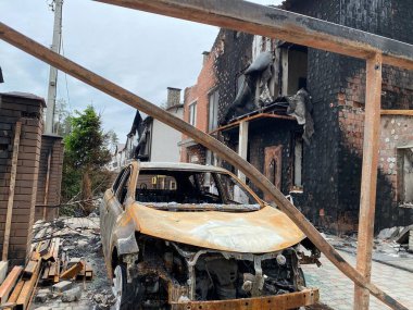 Bucha Kiev region Ukraine damage to equipment buildings as a result of Russia's aggression in Ukraine in the spring of 2022 war and destruction