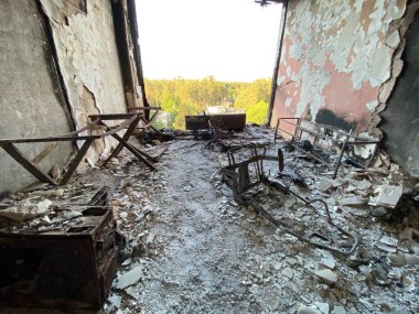 Bucha Kiev region Ukraine damage to equipment buildings as a result of Russia's aggression in Ukraine in the spring of 2022 war and destruction