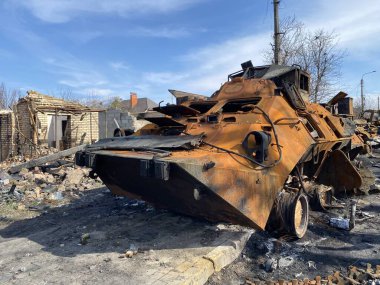 Bucha Kiev region Ukraine damage to equipment buildings as a result of Russia's aggression in Ukraine in the spring of 2022 war and destruction
