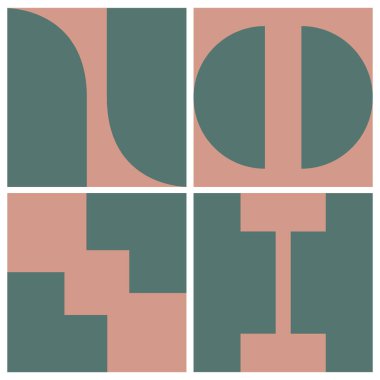 Vektör turuncu memphis geometrik koleksiyon yeşil pembe