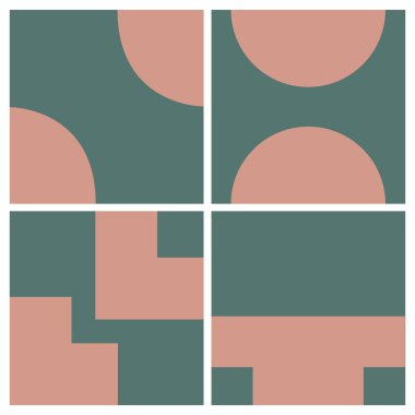 Vektör turuncu memphis geometrik koleksiyon yeşil pembe