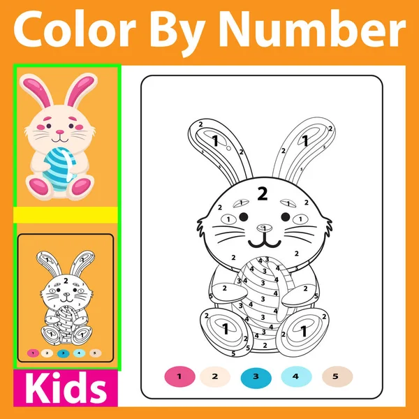 color by number activity Color cartoon Easter bunny by numbers. Worksheet for kids. Coloring page for kids. Educational children's game. Coloring book for kids, rabbit vector