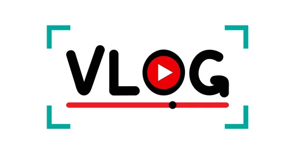 Canlı vlog logosu, düz stil, günlük, eski moda mikrofon vektörü ile multimedya kaynağı yayınlanıyor